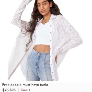 Free People Sheer White Button-Up Shirt
